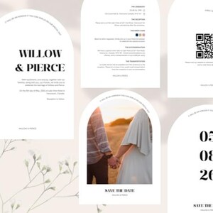 Minimal Arch Photo Wedding Invitation Template Suite for Modern Couple Wedding Invitation | Editable Template