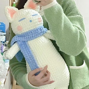 かぎ針編みパターン 2 in 1 バンドル: 巨大な白い猫のぬいぐるみ、猫 2 匹、かぎ針編みパターン、猫のぬいぐるみ、猫の編みぐるみ、ジャンボ長い猫、大きな長い猫
