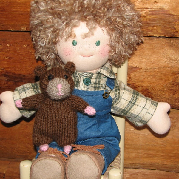 Waldorf Doll Boy 15 inch with Pet Hamster OOAK - FREE US Shipping