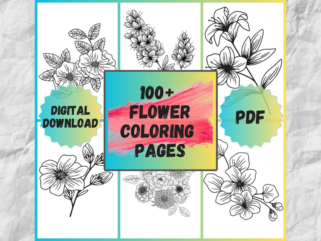 100+ Floral Coloring Pages | Stress Relief, Adult Coloring (PDF) - Etsy ...