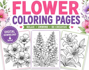 100+ Floral Coloring Pages | Stress Relief, Adult Coloring (PDF)
