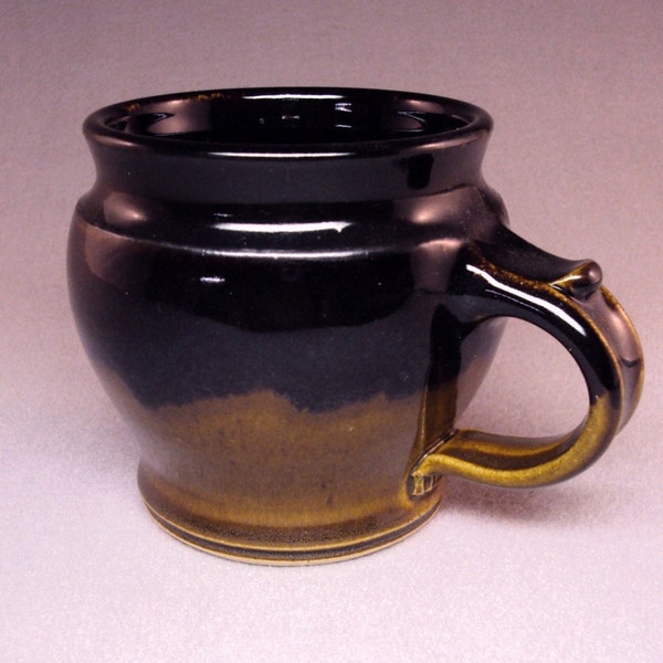 Brown and black stoneware mug