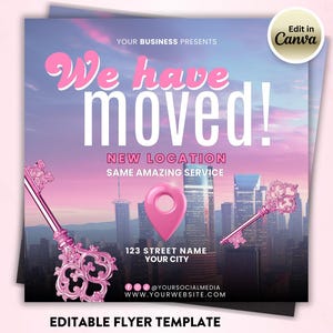We Have Moved Flyer, New Address Business Flyer, Store Location Flyer, Location Alert Social Media Flyer, Editable in Canva