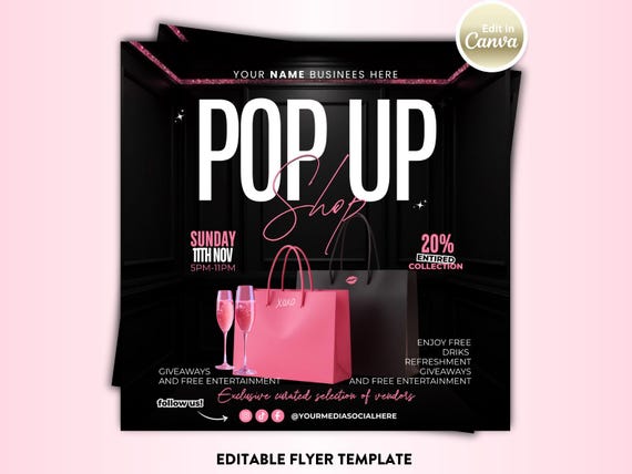 Pop up shop Template, social media post, instagram flyer, flyer design, pop up shop flyer, vendors, boutique, beauty, lashes, hair