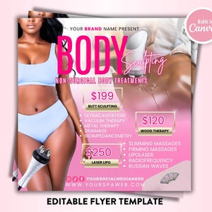 DIY Body Sculpting Flyer, Body Sculpting E-flyer, Canva template, body spa, body contouring, contouring flyer, social media flyer