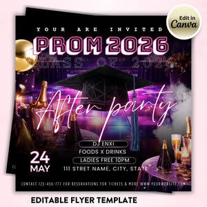 Content Media Flyer, Prom After Party Flyer, After Party, Prom Season Flyer, Prom Party Invite, Prom Send Off Party Invitation