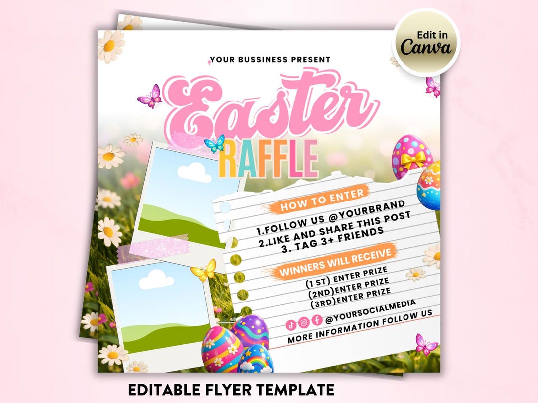 April Raffle Giveaway Flyer, Easter Day Raffle Giveaway Flyer, Spring ...