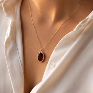 Genuine Ruby Necklace 14K Gold Vermeil, Real Lab Ruby Jewellery, Anniversary Birthday Gifts for Her, Christmas gift