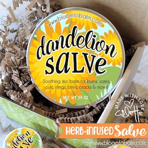DANDELION SALVE, Dandelion Balm, Dandelion Ointment, Calendula Salve, Skin Salve, First Aid Salve, Herbal Salve, Herbal Balm, Ointment