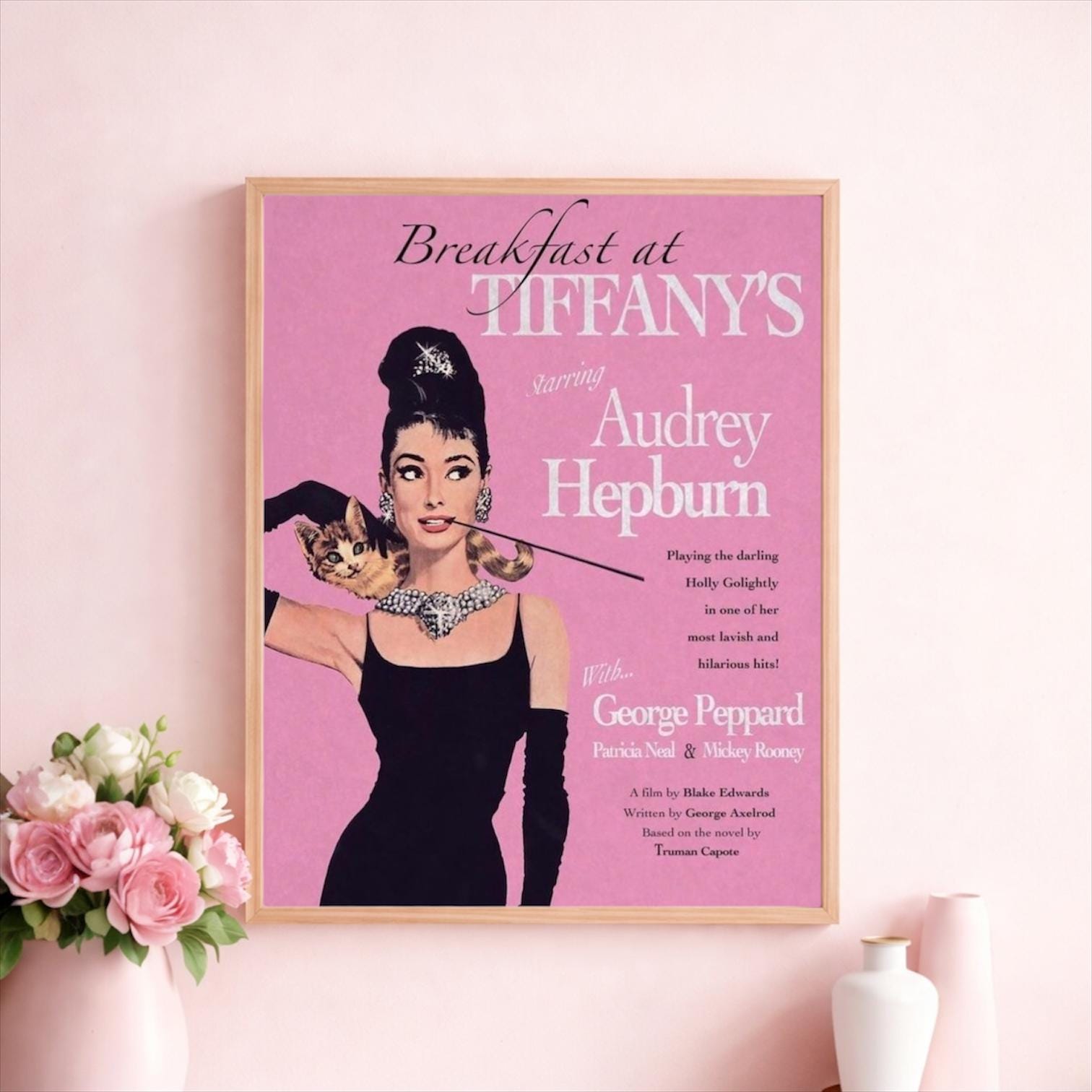 Audrey Hepburn Movie Poster | Vintage Wall Art | Home Decor | Pink ...