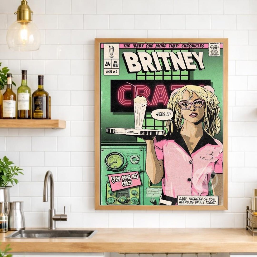 Britney Spears Y2K Magazine Poster - Retro Pop Art Inspired Comic Cover ...