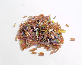 2x7mm Bugle Multicolor Tube Glass Seed Beads / 20g or 40g Packs / tube seed beads