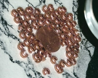4mm Copper Crimp Bead Covers (100) / Crimp Bead Covers / Copper Crimp Bead Covers