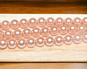 12mm Peach Glass Pearls