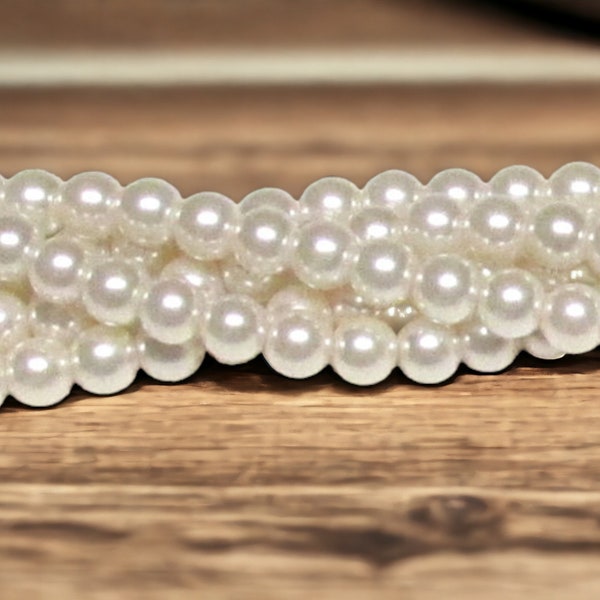 6mm Off White Glass Pearls / One strand 6mm Glass Pearls / High Quality 6mm Glass Pearls