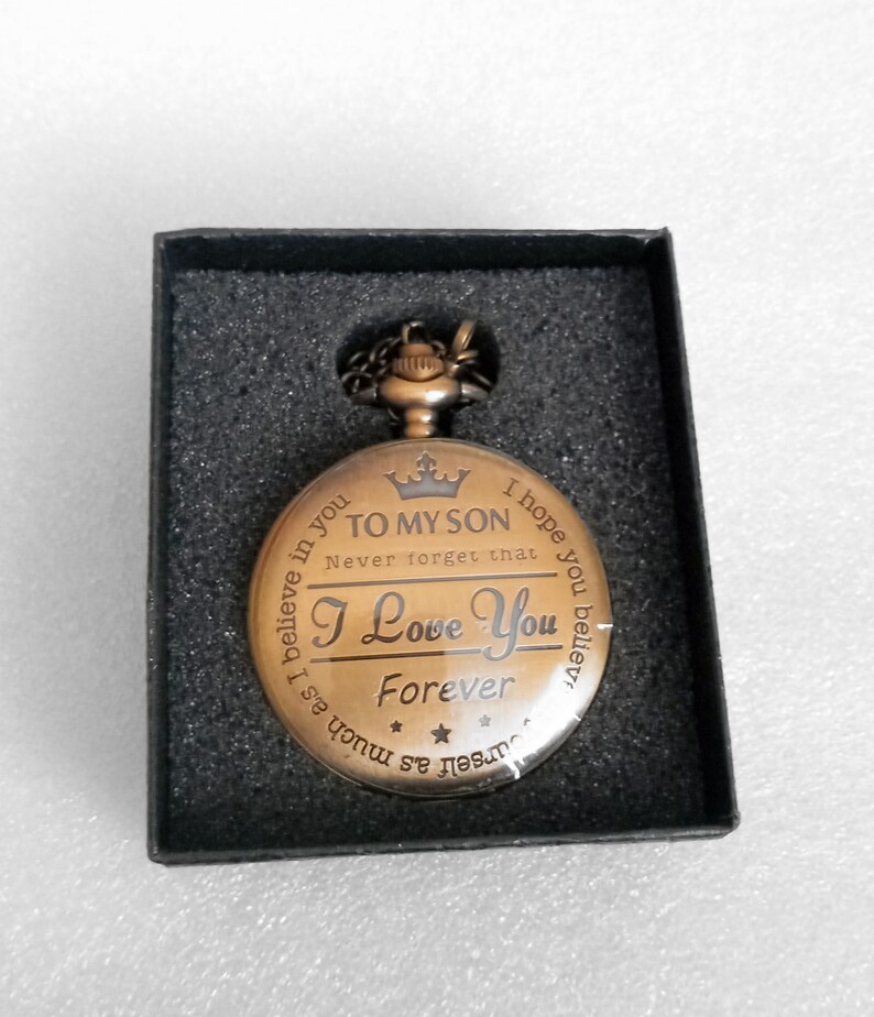 Pocket Watch to My Son With 14 Inch Chain in Black Bronze Etsy