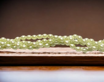 Lime Teardrop Glass Pearls 5x7mm / 16 inch Strand of AAA Grade Lime Teardrop Pearls