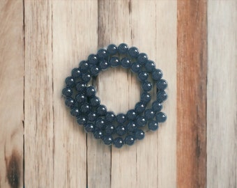 8mm Black Glass Pearl Beads / 16" strands Grade AAA 8mm Black Glass Pearls