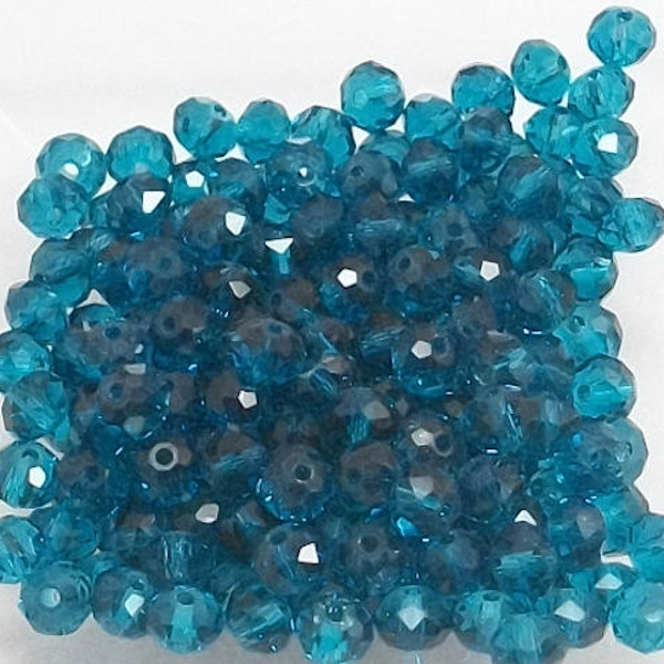 4x6mm Blue Zircon Faceted Crystal Rondelle Beads #4X6BLZCCR