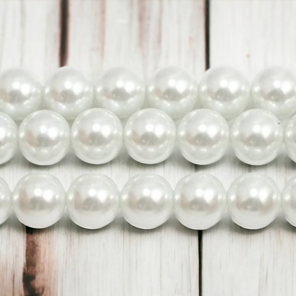 12mm White Glass Pearls / Grade AAA White Glass Pearls / Weddings / 12mm Glass Pearls