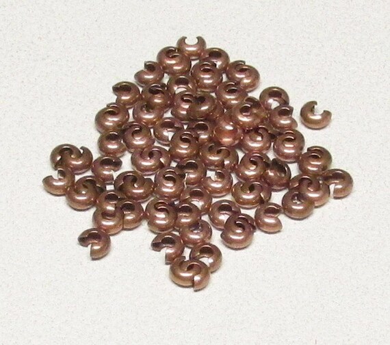 100 Copper 4mm Crimp Bead CoversorLeather Crimper Ball Bead