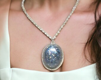 35" "Galaxy" Pendant on Antique Silver Chain / One Of a Kind Necklace