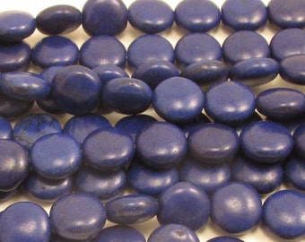 12mm Blue Lapis Turquoise Magnesite Puff Coin Beads (33) / turquoise beads