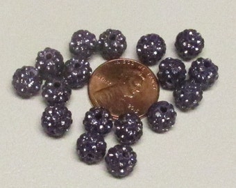 8mm Amethyst Rhinestone Disco Balls (20) / Pave Disco Balls / 8mm Disco Balls