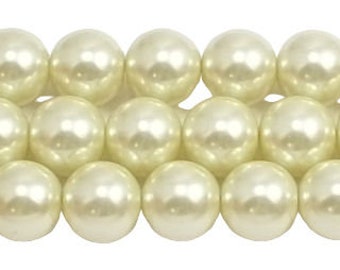Yellow 10mm Glass Pearls One / 10mm Pastel Yellow Glass Pearls / AAA Grade Glass Pearls