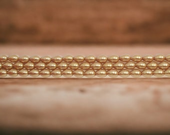 7x5mm Gold Teardrop Glass Pearls / 16" Strand of AAA Grade 5x7mm Gold Glass Pearls