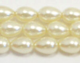 Rare 5x7mm Pastel Yellow Teardrop Glass Pearls / 15.5 inch strand