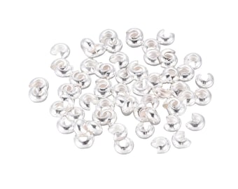 4mm Silver Crimp Bead Covers / Crimp Bead Covers / 100 pcs