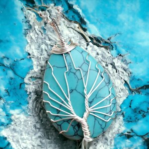 Tree Of Life Gemstone Pendant Necklace / Wire Wrapped Tree Of Life Gemstone / Assorted Gemstones image 3