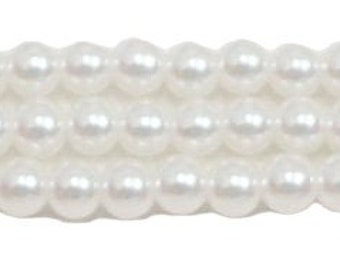 White glass pearls 4mm  /  16 inch strand Grade AAA 4mm Glass Pearls