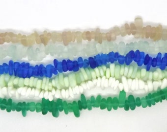 Sea Glass Pebbles 9x6mm / Opaque Dark Pacific Blue / Light Emerald Sea Glass Pebbles / Opaque Spring Green / Light Aqua Seafoam / Amethyst