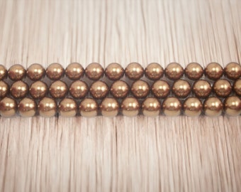 16mm Bronze Glass Pearl Beads / Grade AAA Bronze Glass Pearls / 16mm Glass Pearls / Bronze Glass Pearls