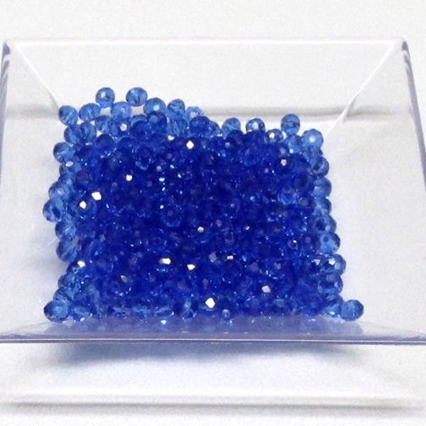 3x4mm Sapphire Faceted Crystal Rondelle Beads (50)