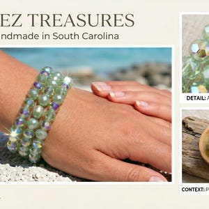 Green AB Crystal Stretch Bracelet – 6" Woven Opaque Green Beads, Iridescent Multi‑Row Jewelry Gift