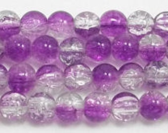 8mm Purple Rain Crackle Glass (50)