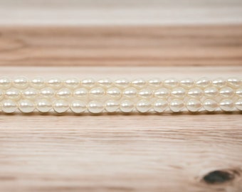 5x7mm Off White Teardrop Glass Pearls / Off White Glass Pearls / 5x7mm Off White Glass Pearls