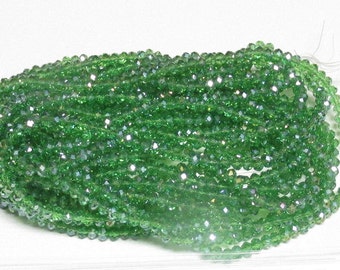 3x4mm Green AB Faceted Crystal Rondelle Beads