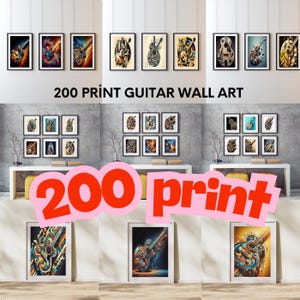 200+ Gallery Wall Set Mega Bundle, Vintage poster, Map Poster,Abstract Poster Set, Printable Home Decor, Digital Download, Guitar Wall Art