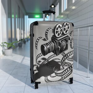 ヴィンテージフィルムカメラスーツケース、映画愛好家のための旅行用荷物、スタイリッシュな機内持ち込み用バッグ、映画製作者へのギフト、冒険の準備完了