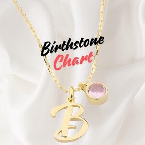 Collar de plata personalizado con letra, tabla de piedras de nacimiento, plata de ley, collar con nombre, collar de oro, joyería con letras, collar de plata