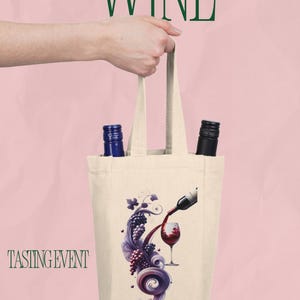 Double Wine Tote Bag for Wine Lovers, Perfect Gift for Wine Enthusiasts, Cute Wine Carrier for Parties, Stylish Wine Bag for picnics,