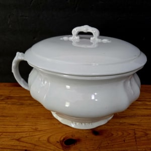 Antique White Ironstone Chamber Pot – Johnson Brothers England – Early 1900s
