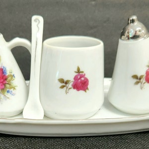 Vintage Viceroy China Condiment Set: Floral Rose Design