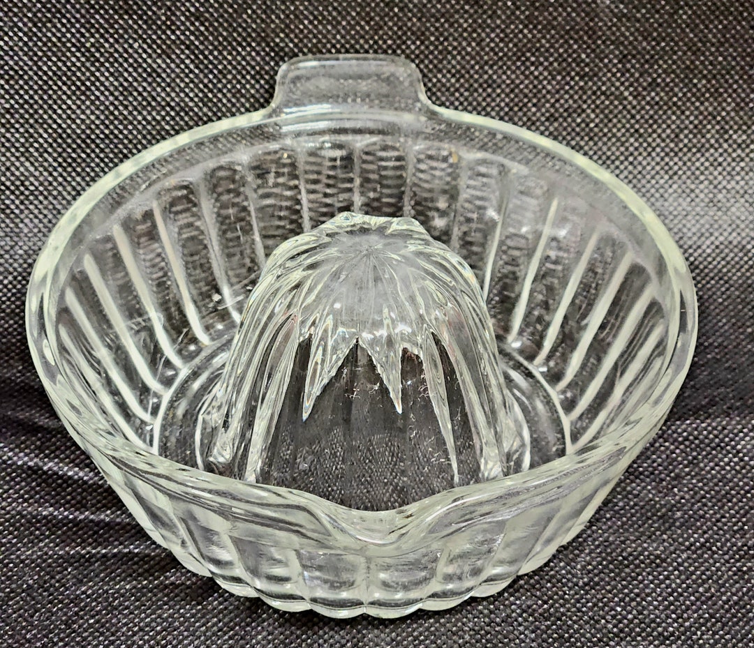 Vintage Clear Depression Glass Juicer, Hand Glass Juicer Bowl, Freshsqueeze Pour Spout, Citrus