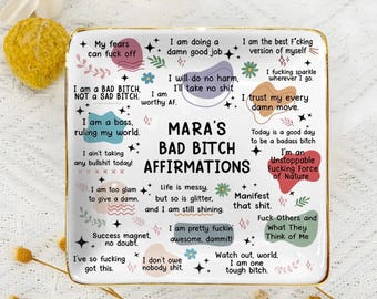 Bad B*Tch Affirmations Personalized Jewelry Dish,  Coworkers, Friends, Self Gift, Daily Reminder Gift, Swear Affirmation,Positive Vibes Dish