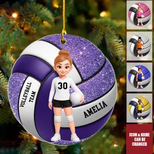 Personalized Volleyball Player Ornament, Volleyball Girl Ornament, Volleyball Team Gift, Volleyball Senior Christmas Gift, Sport Fan Gift